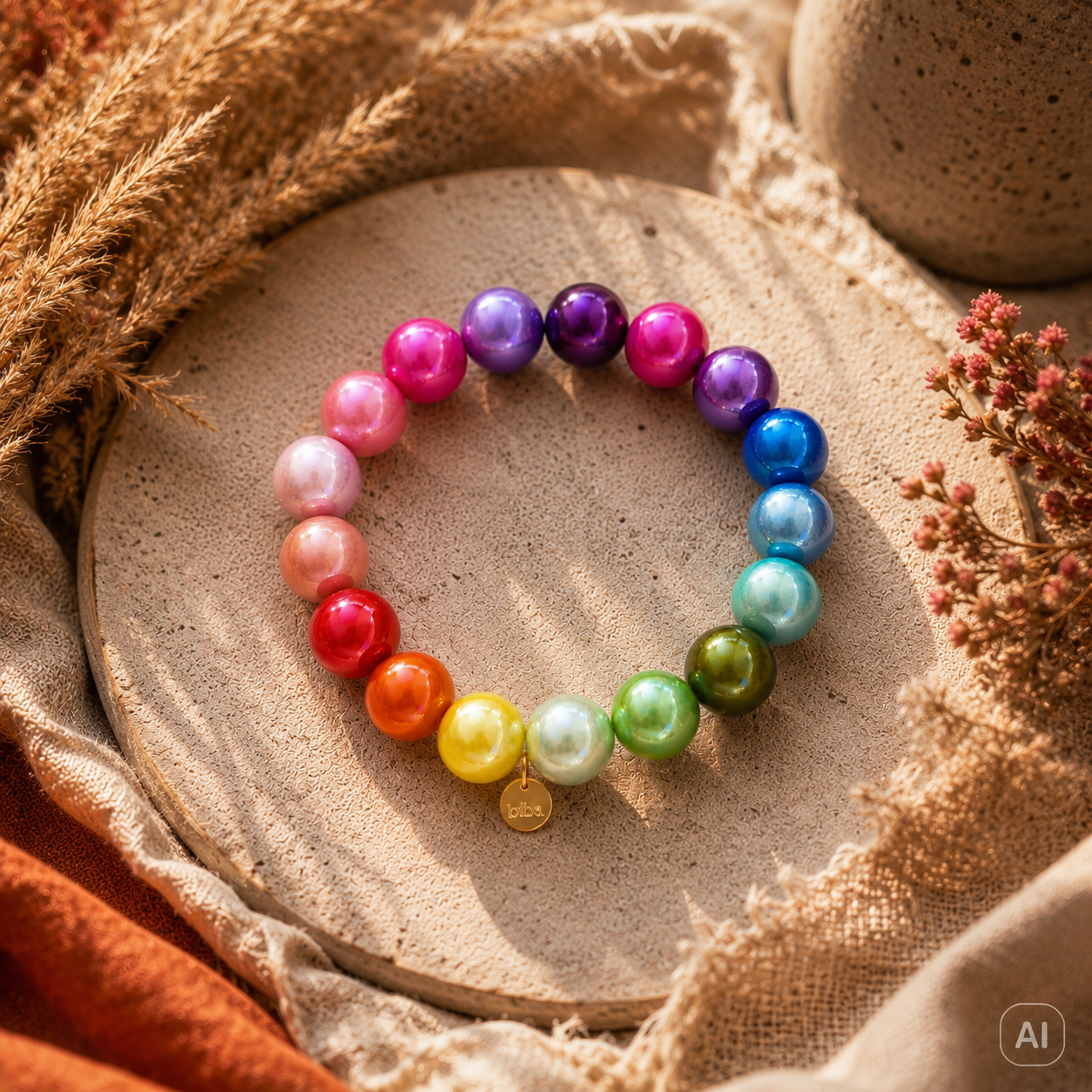 Perlenarmband Farbenspiel – ca 12 mm | Bunte Perlen