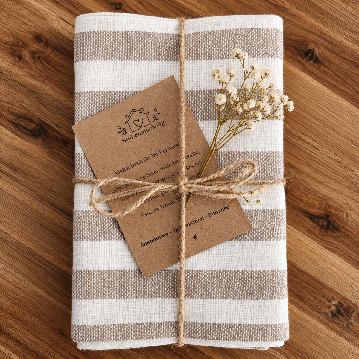 Geschirrtücher 3er Set Streifenlook in weiß beige — 100 % Baumwolle ca 50x70 cm