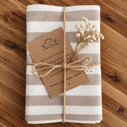 Geschirrtücher 3er Set Streifenlook in weiß beige — 100 % Baumwolle ca 50x70 cm