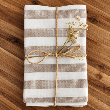 Geschirrtücher 3er Set Streifenlook in weiß beige — 100 % Baumwolle ca 50x70 cm