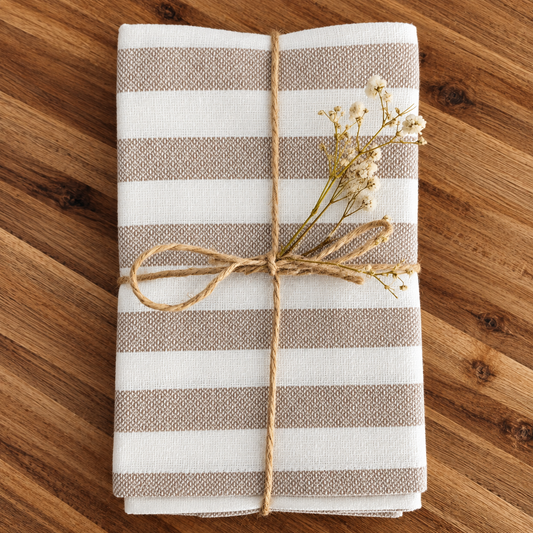Geschirrtücher 3er Set Streifenlook in weiß beige — 100 % Baumwolle ca 50x70 cm
