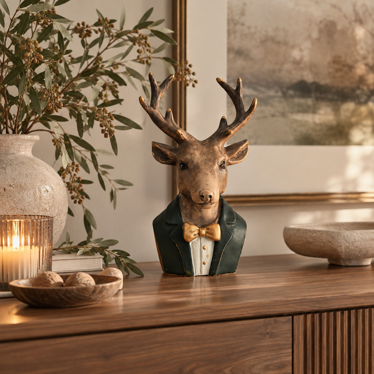 Hirsch-Büste Señor Lopez – Edle Hirsch-Skulptur im Gentleman-Look