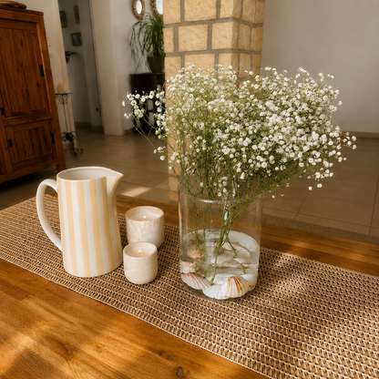 Porzellan Krug gestreift – Vintage Servierkrug 1,5 L – Wasserkrug & Blumenvase Beige