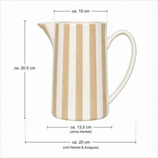 Porzellan Krug gestreift – Vintage Servierkrug 1,5 L – Wasserkrug & Blumenvase Beige