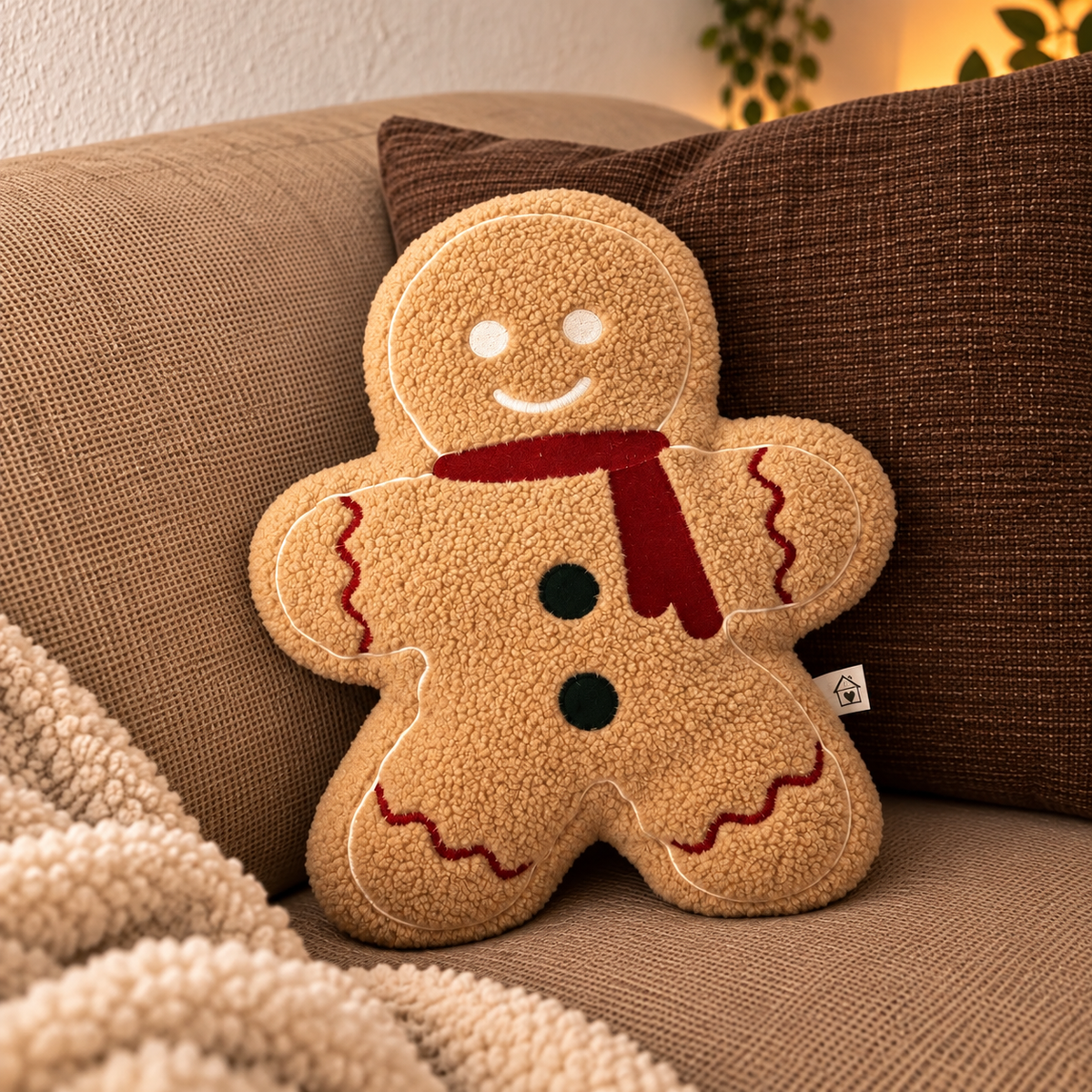 Lebkuchenkissen Weihnachtskissen auf der Couch