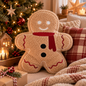 Lebkuchenkissen auf der Couch vor dem Weihnachtsbaum in weihnachtlicher Stube