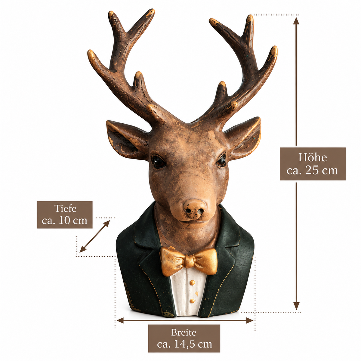 Hirsch-Büste Señor Lopez – Edle Hirsch-Skulptur im Gentleman-Look