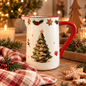 Weihnachtskrug in weihnachtlicher Umgebung auf einem Tisch mit nostalgischem Flair