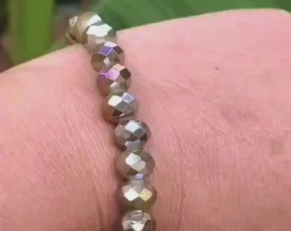 Perlenarmband funkelnd mit Kristallperlen (10 mm) und elastischem Band