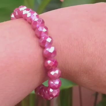 Perlenarmband funkelnd mit Kristallperlen (10 mm) und elastischem Band