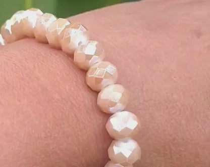 Perlenarmband funkelnd mit Kristallperlen (10 mm) und elastischem Band