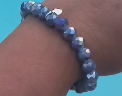 Perlenarmband funkelnd mit Kristallperlen (10 mm) und elastischem Band