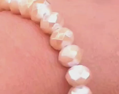 Perlenarmband funkelnd mit Kristallperlen (10 mm) und elastischem Band