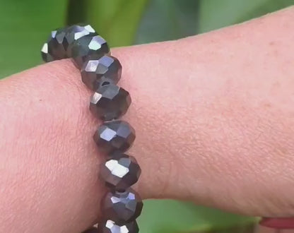 Perlenarmband funkelnd mit Kristallperlen (10 mm) und elastischem Band