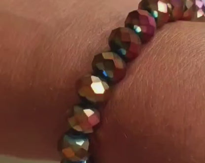 Perlenarmband funkelnd mit Kristallperlen (10 mm) und elastischem Band
