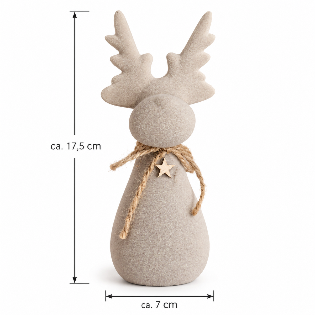 Hirsch aus Ton in Beige – natürliche Weihnachtsdeko im Landhausstil